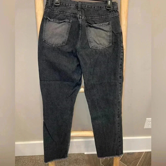 ✨Simple Society size 11 cut hem Black and grey high-waisted straight-leg jeans - Picture 2 of 11